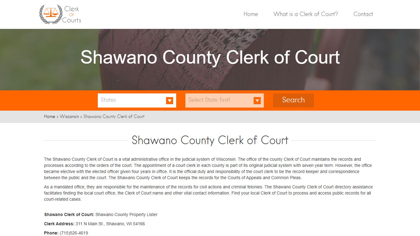 Shawano County Clerk of Court
